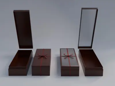 Gift Box Rectangle shape with Ribbon Low-poly 3D model