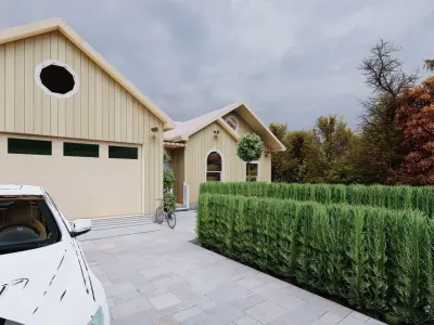 3 Bedroom Ranch House Plan 3D model