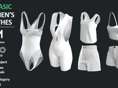 27 Basic women clothes Marvelous clo3d zprj obj fbx 3D model