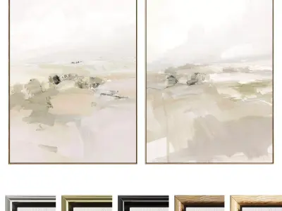 Plaster Two Photo Frame 483 Low-poly 3D model