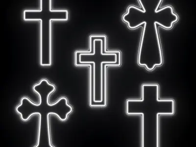 Cross Neon Signs 3D model