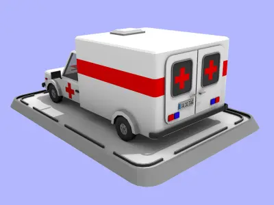 Cartoon Low Poly Ambulance Car 3D model