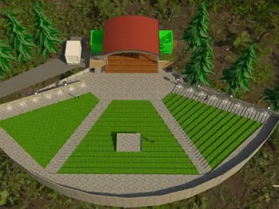 Amphitheatre outdoor stage in field 3D model