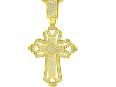 Luxury Pave Diamond Cross Pendant 3D Model 106a 3D print model