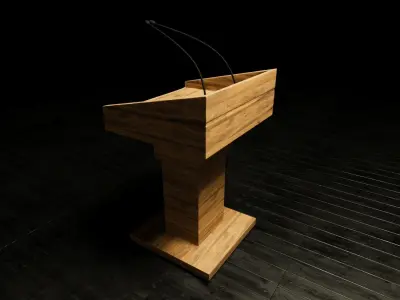 Wood Rostrum and Prompter 3D model