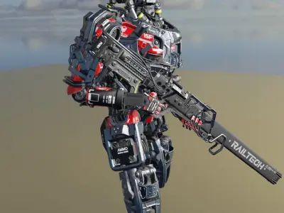 Sci-Fi Assault Soldier Low-poly 3D model