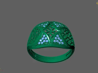 Women Ring With Stone Diamond Ready STL 3DM Models Womens Rings 3D print model 18