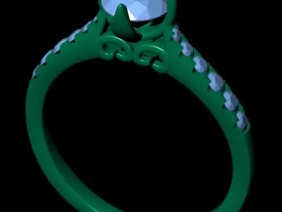Women diamond engagement ring 3d render 3D print model