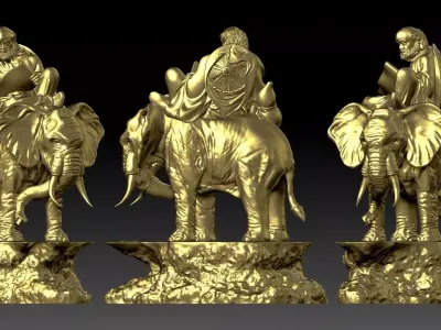 Arhat riding elephant  3D print model