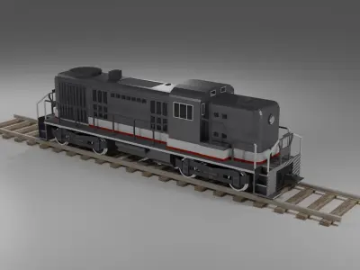 RSD-5 diesel locomotive and a set of rails Free low-poly 3D model