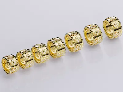 Perlee Clovers Rings Style All Sizes Collection Separate 3D print model