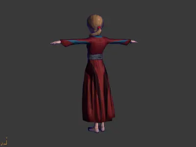 Low-Poly Female Cartoon Character T Pose Stylized 3D Model Low-poly 3D model
