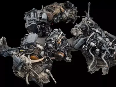 destroyed car engines part3 ground photogrammetry  Low-poly 3D model