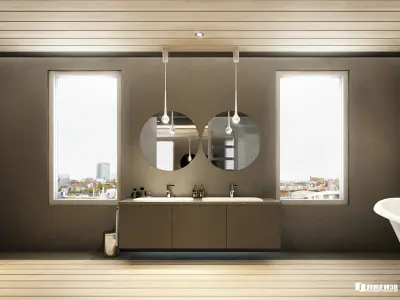 VRay - C4D Scene files - Modern-Classic Bathroom Interior Scene 3D model