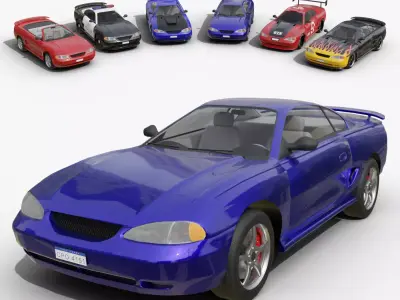 Sports Coupe Car Set Realistic and Game Ready Asset 3D Model Pack