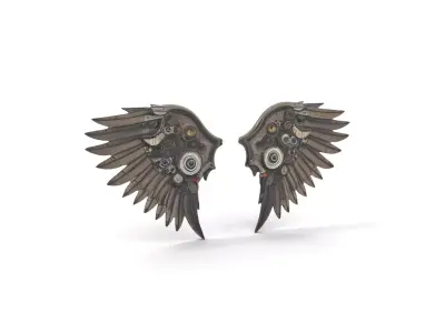 Steampunk Mechanical Wings model pack Low-poly 3D model