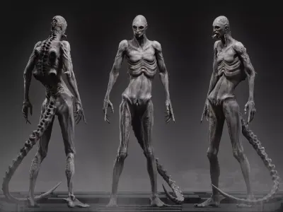 Newborn Hybrid from Alien Romulus Low-poly 3D model