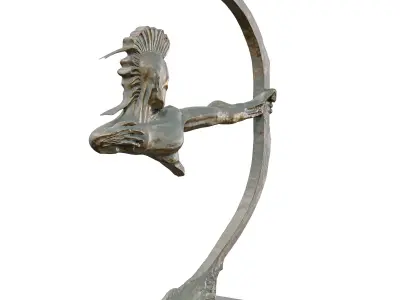 Dynamic Archer Statue 3D Model - Stylized Bronze Sculpture 3D model