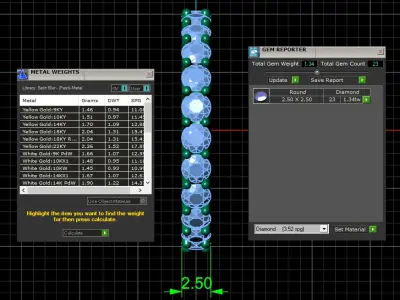 U Shaped Eternity Ring 2 point 5 mm stone size swiss 9 and EU49 3D print model