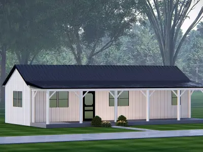 Modern Barndominium 3D Model  Barn Style Residence Design 3D model