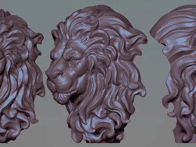 Lion Head 01 3D print model