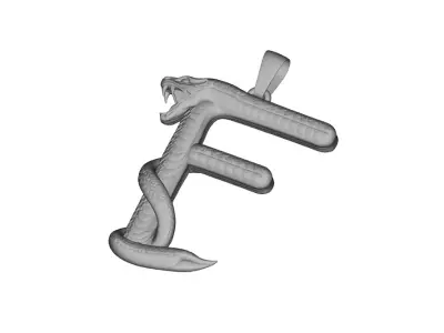High-Detail Snake Letter F Pendant Sculpted 3D Print Model 3D print model