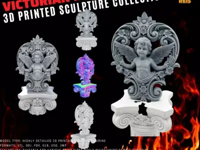 Neoclassical Cherub Statue 3D model