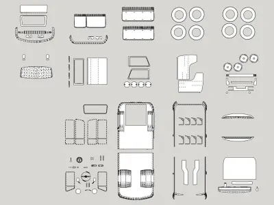Volkswagen Kombi 1970 printable scale 1 to 10 3D print model