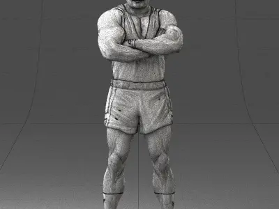 Elderly bodybuilder in shorts 0168 3D model