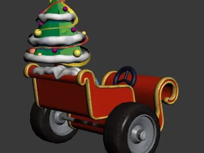 christmas sleigh 3D model Low-poly 3D model