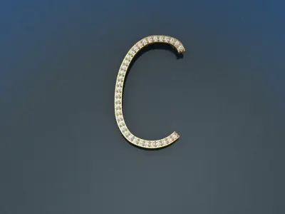 Letters 3d model gold and diamond letter d 3D model