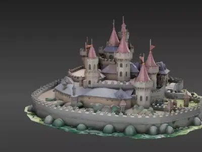 Modular Fantasy Castle 3D Model Kit Low-Poly Stylized Game Asset Low-poly 3D model