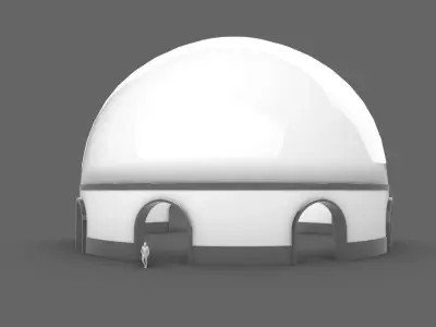 Dome Pavilion with Solid Dome with Top Opening v4 3D model