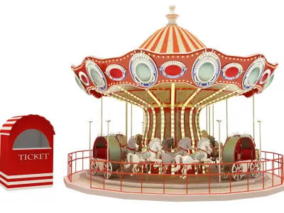 Amusement Park Equipment 9 Pieces 3D model