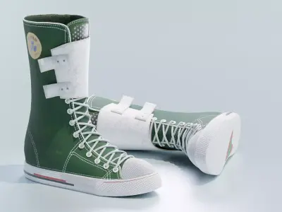 Game-Ready Converse Style Boots Low-poly 3D model