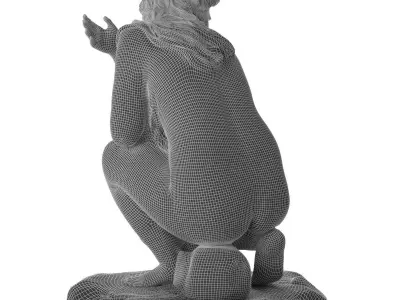 Venus accroupie sculpture 3D model