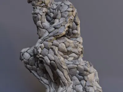 The thinker statue made with rocks 3D model