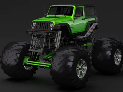 Monster Truck Jeep Wrangler Rubicon Recon 3D model