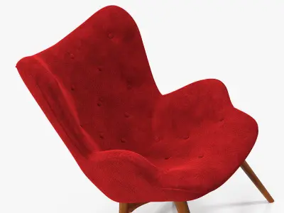 Red Velvet Lounge Chair 3D model