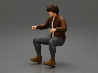 Young Motorbiker man riding pose 3D print model