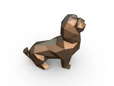 shihtzu figure low poly 3D print model