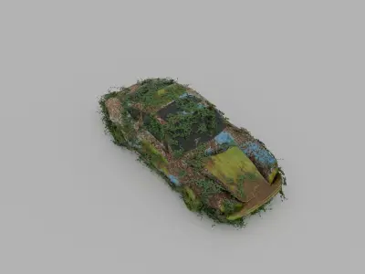 Damaged Rusty Car Low-poly 3D model