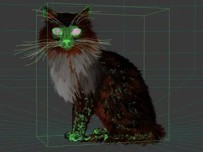 Custom License Hyper Realistic Cat model with Fur and shaders 3D model