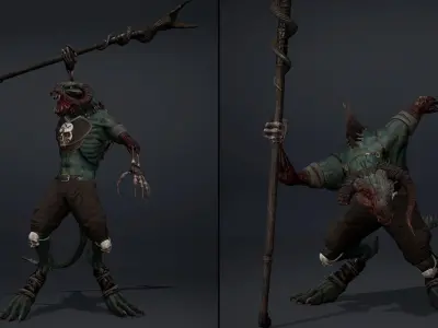 Ghost Mage Damaged Low-poly 3D model