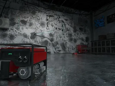 Detailed Car Garage 3D Blender File Textured FBX OBJ MTL Files 3D model