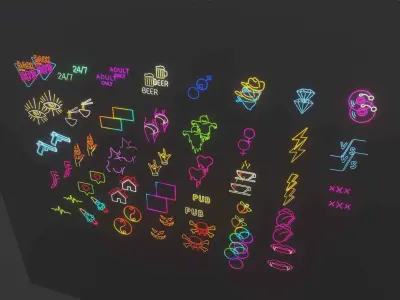 Ultimate Neon Sign pack 3 Low-poly 3D model