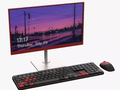 Wireles Computer Set Keyboard Mouse Monitor Gamer Version 3D model