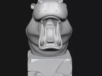 Hippopotamus head sculpture 3D print model