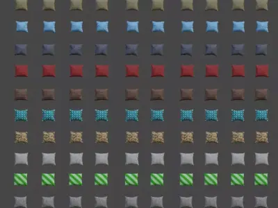 300 pillows collection  Low-poly 3D model