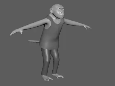  Cartoon Monkey- base mesh Low-poly 3D model